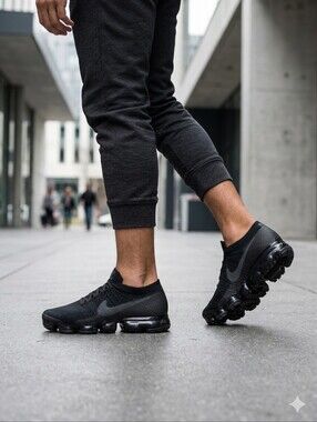 Nike Air VaporMax Triple Black Running Shoes Sneakers Size [9]W [7] M.